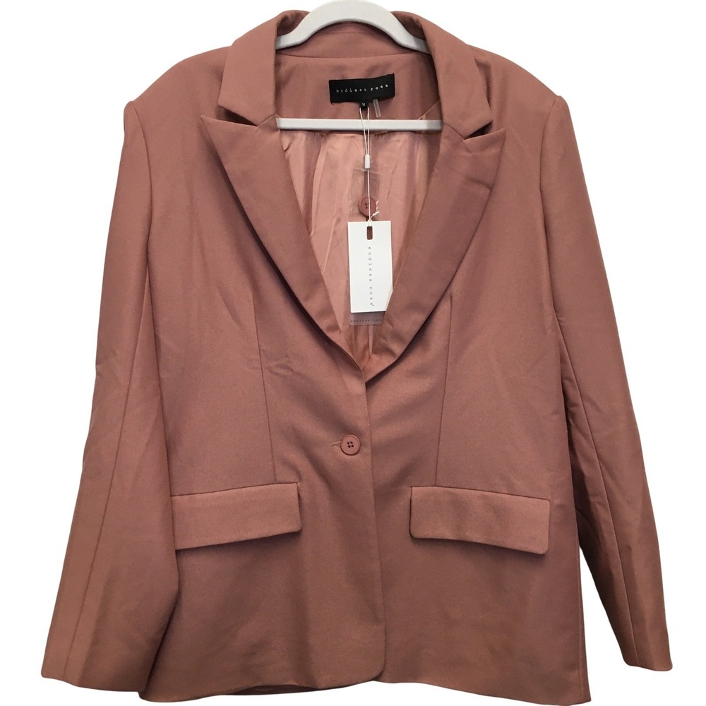 Endless Rose Single Breasted Blazer Women's M Dusty Pink Barbiecore Office Chic - Picture 2 of 16